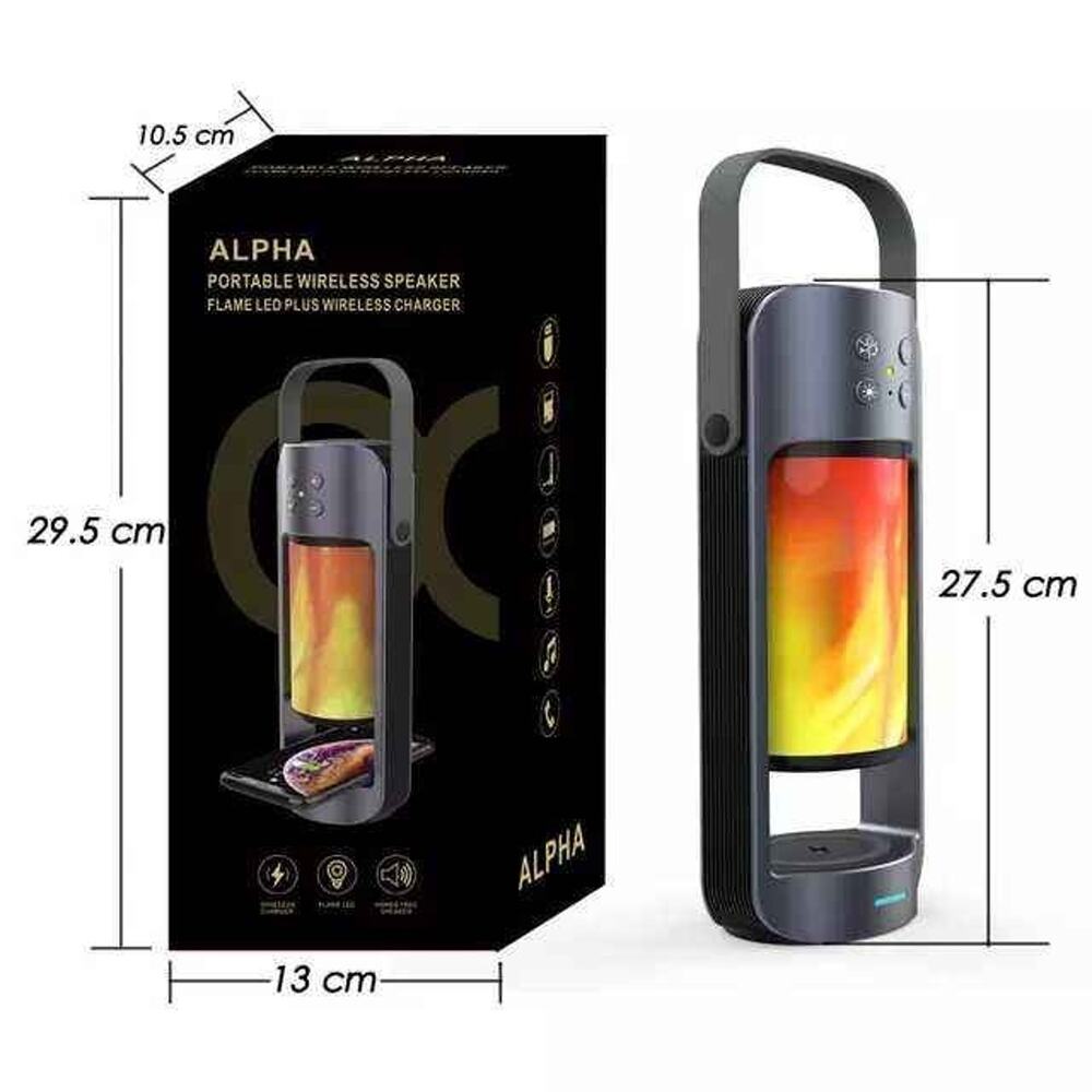Portable LED Lamp w Speaker and Wireless Charger Flame Led Light Outdoor Indoor - Picture 3 of 6
